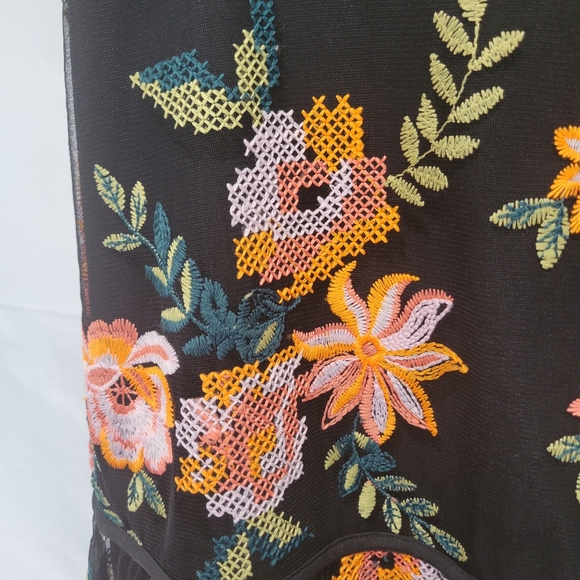Sam Edelman Sleeveless Black Embroidery Mesh floral Whimsical Garden mini Dress - Picture 6 of 13